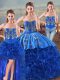 Graceful Floor Length Royal Blue 15th Birthday Dress Sweetheart Sleeveless Lace Up