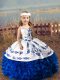 Organza Straps Sleeveless Lace Up Embroidery and Ruffles Little Girls Pageant Dress in Royal Blue
