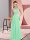 Floor Length Apple Green Dress for Prom Chiffon Sleeveless Beading
