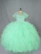 Chic Sweetheart Sleeveless Lace Up Sweet 16 Dress Apple Green Organza