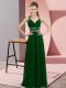 Captivating Sleeveless Floor Length Beading Backless Evening Dress with Dark Green