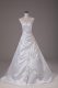 Romantic Sleeveless Satin Brush Train Lace Up Wedding Dresses in White with Beading