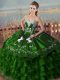Stunning Sweetheart Sleeveless Lace Up 15 Quinceanera Dress Green Satin and Organza