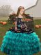 Fantastic Sleeveless Embroidery and Ruffled Layers Lace Up Girls Pageant Dresses