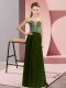 Vintage Olive Green Lace Up Dress Like A Star Beading Sleeveless Floor Length