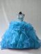 Elegant Sleeveless Ruffles Side Zipper 15 Quinceanera Dress with Blue