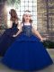 Excellent Blue Sleeveless Beading Floor Length Little Girls Pageant Dress Wholesale