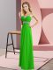 Green Empire Beading Prom Dress Criss Cross Chiffon Sleeveless Floor Length