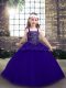 Best Purple Little Girls Pageant Gowns Party and Military Ball and Wedding Party with Beading Straps Sleeveless Lace Up