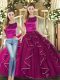 Hot Selling Floor Length Two Pieces Sleeveless Fuchsia Quinceanera Gown Lace Up