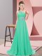 Luxury Apple Green Empire Beading Prom Dresses Lace Up Chiffon Sleeveless Floor Length