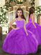 Elegant Ruffles Little Girls Pageant Dress Purple Lace Up Sleeveless Floor Length
