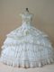 Artistic White Taffeta Lace Up Off The Shoulder Sleeveless Floor Length Quinceanera Gown Beading and Embroidery