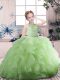 Excellent Sleeveless Tulle Floor Length Zipper Child Pageant Dress in with Beading and Ruffles