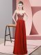 Hot Selling Empire Prom Party Dress Rust Red Sweetheart Chiffon Sleeveless Floor Length Zipper