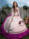 Ideal Embroidery Sweet 16 Dress Fuchsia Lace Up Sleeveless Floor Length