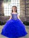 Glorious Royal Blue Pageant Dress for Womens Party and Wedding Party with Beading and Ruffles Off The Shoulder Sleeveless Lace Up