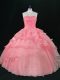 Edgy Sweetheart Sleeveless Lace Up 15th Birthday Dress Watermelon Red Organza