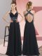 High End Black Backless Straps Beading Prom Evening Gown Chiffon Sleeveless