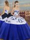 Elegant Royal Blue Sweetheart Neckline Embroidery and Bowknot Sweet 16 Dresses Sleeveless Lace Up