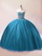 Teal Quinceanera Gowns Sweet 16 and Quinceanera with Beading Sweetheart Sleeveless Lace Up