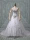 Sleeveless Beading and Lace Lace Up Wedding Dresses with White Chapel Train