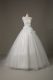 Sumptuous Beading and Lace and Hand Made Flower Wedding Dresses White Lace Up Sleeveless Brush Train