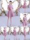Pink A-line Ruching Wedding Party Dress Zipper Chiffon Half Sleeves Mini Length