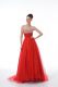 Red Zipper Prom Party Dress Beading Sleeveless