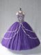 Exceptional Sleeveless Tulle Floor Length Lace Up Quinceanera Gown in Purple with Beading