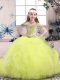 Sleeveless Lace Up Floor Length Beading and Ruffles Custom Made Pageant Dress