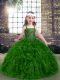Green Girls Pageant Dresses Party and Sweet 16 and Wedding Party with Beading Straps Sleeveless Lace Up
