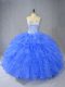 Cheap Sleeveless Beading and Ruffles Lace Up Quinceanera Gown