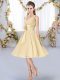 Trendy Champagne Sleeveless Chiffon Lace Up Wedding Party Dress for Wedding Party