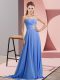 Low Price Chiffon Sleeveless Floor Length Prom Gown and Beading and Ruching
