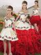Stylish Sleeveless Lace Up Floor Length Embroidery and Ruffles 15th Birthday Dress