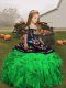 Sleeveless Organza Floor Length Lace Up Little Girl Pageant Gowns in with Embroidery and Ruffles