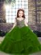 Attractive Green Pageant Dresses Party and Military Ball and Wedding Party with Beading and Ruffles Straps Sleeveless Lace Up