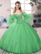 On Sale Long Sleeves Floor Length Beading Lace Up Sweet 16 Quinceanera Dress with Green