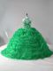 Noble Green Ball Gowns Tulle Halter Top Sleeveless Beading and Pick Ups Lace Up Quinceanera Dress Court Train