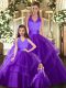 Deluxe Sleeveless Lace Up Floor Length Ruching Quinceanera Dress