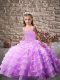 Custom Designed Lavender Sleeveless Beading and Ruffled Layers Lace Up Little Girls Pageant Gowns