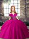 Most Popular Floor Length Lace Up Girls Pageant Dresses Fuchsia for Party and Sweet 16 and Wedding Party with Beading