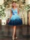 New Arrival Scoop Sleeveless Hoco Dress Mini Length Lace and Ruffles Multi-color Tulle