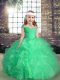 Sleeveless Lace Up Floor Length Beading and Ruffles and Ruching Pageant Gowns