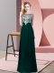 Stunning Peacock Green Scoop Backless Beading Prom Gown Sleeveless