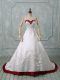 White Ball Gowns Beading and Embroidery Wedding Dresses Lace Up Satin Sleeveless