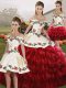 Off The Shoulder Sleeveless Organza 15 Quinceanera Dress Embroidery and Ruffled Layers Lace Up
