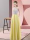 Best Selling Floor Length Empire Sleeveless Yellow Prom Gown Backless