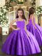 Best Purple Neckline Beading Child Pageant Dress Sleeveless Lace Up